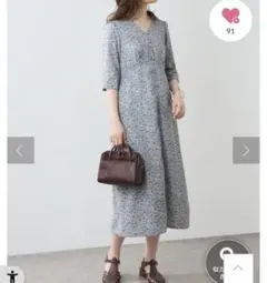 natural couture ちび釦レトロAラインワンピース