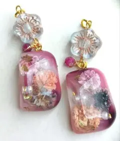 9354 フラワーレジン ルビー チェコビーズ ハンドメイド パーツ