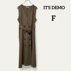 【イッツデモ】トレンチ風ジャンパースカート (Ｆ) カーキ ウエストベルト