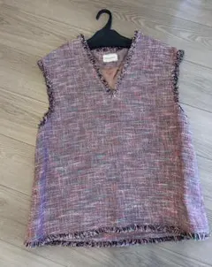 UNITED ARROWS 日本製　フリンジツイードVネックベスト