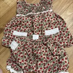 赤い花柄ツーウェイ・ドレスオール