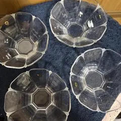 HOYA八角形クリスタルガラスボウル 4個セット中鉢約17×8cm 麺鉢