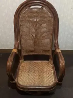 【美品】 ラタン製 籐家具　回転式アームチェアのサムネイル