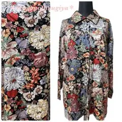 レトロ●シルク100%●花柄ブラウス●難あり●個性派●シャツ