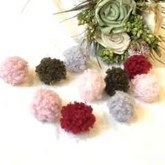 プードル ファーボールチャーム 5色セット 秋 冬 ピアス  イヤリング パーツ