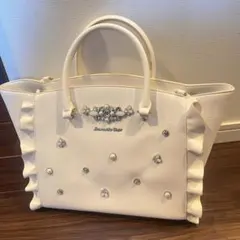 ホワイト フリル付きショルダーバッグ