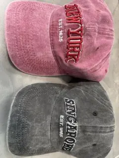newyork Singapore キャップ ブラック ワインレッド