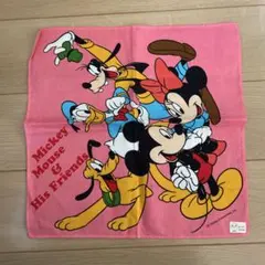 ミッキーマウス ハンカチ　ピンク　ディズニー　レトロ