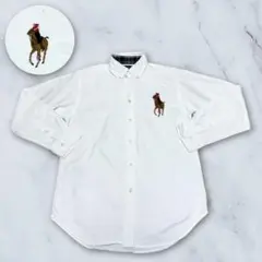 Ralph Lauren ホワイト長袖シャツ 白　ラルフローレン　ビッグポニー