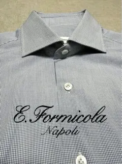 Errico Formicola／ワイドカラー／UA別注／グラフチェック／ブルー