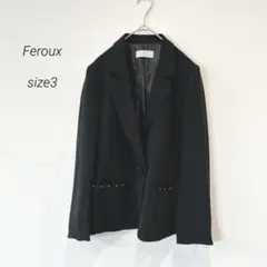 フェルゥ テーラードジャケット 黒 ビジュー付 美品 スーツ フォーマル