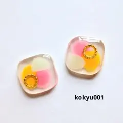 #001 ハンドメイドピアス　イヤリング　レジン　春色カラー　クリア