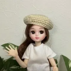 ミニチュア ベレー帽 アイボリー ドール用 ニット帽 帽子