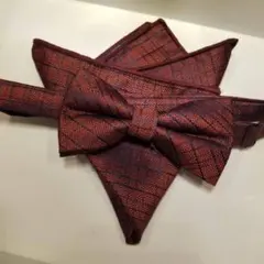 蝶ネクタイ　チーフ　七五三 小花柄　茶色　結婚式　パーティー　秋　ブ