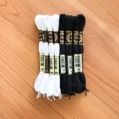 刺繍糸 25番 白黒 ホワイト ブラックまとめ売り ハンドメイド 12束