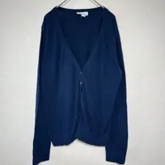 FOREVER 21 紺色 Vネック ニットカーディガン 【L】ネイビー 長袖