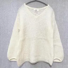 美品✦ikka モヘヤニットセーター M アイボリー 透け感あり 日本製