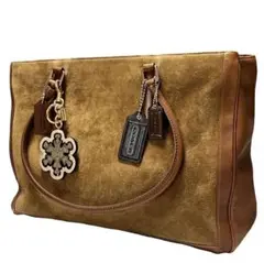 COACH オールドコーチ スエード トートバッグ チャーム 袋付き ブラウン