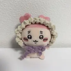 【ハンドメイド】ボンネット （紫ラメ）ちいかわ おすわりぬいぐるみ
