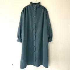 AS KNOW AS plus シャツワンピース紐ベルト付きグリーン系　フリー