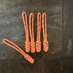 パラコード製　ジッパータブ　ストラップ　オレンジ　5個セット