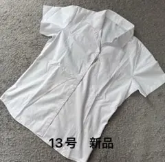 大きいサイズ ストライプヘリンボーンストライプ半袖シャツ白13号新品