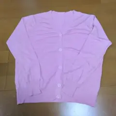 ピンク Vネック カーディガン XL