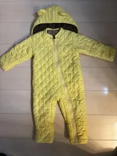 フード付きキルティングジャンプスーツ　イエロー　80