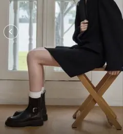 美品　チャールズ＆キース　サイドゴアブーツ　ベルト付きデザイン　黒25センチ