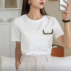 ホワイト ビジュー　Tシャツ