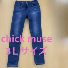 chick musダークブルー ストレートパンツ 3Ｌサイズ のびのびタイプ