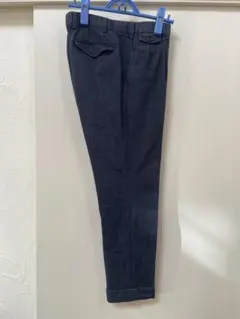 MORLES デニムダークネイビー スラックス バックポケット付き