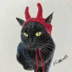 ミニ絵画 黒猫