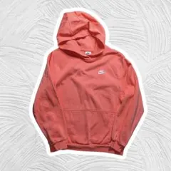【NIKE】ナイキ ワンポイントロゴ スウェットパーカー XL サーモンピンク