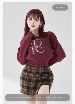 ダーリッチ　ロゴ DRビジューボリュームリブニットトップス Darich（ダーリッチ）の「DRビジューボリュームリブニットトップス