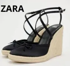 ZARA 厚底ウェッジソールサンダル リボンのサムネイル
