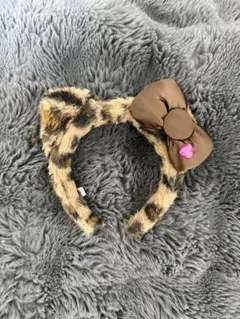 USJキティ ヒョウ柄カチューシャ ブラウンリボン
