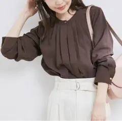 洗える・防シワ　フロントタック長袖ブラウス VIS ビス シャツ・ブラウス