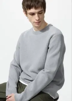 【人気】ユニクロ ウォッシャブルストレッチミラノリブクルーネックセーターL