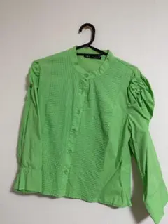 ［Mサイズ］ZARA パフスリーブブラウス グリーン