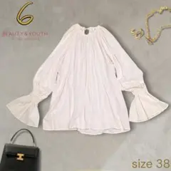 BEAUTY & YOUTH６ロク コットンフレアスリーブブラウス 綿100%