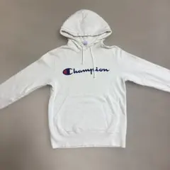 Champion ホワイト フード付きパーカー