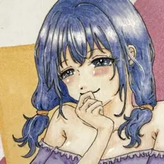 手描き イラスト アナログ オリジナル ミニ色紙 お花見 桜 女の子 原画