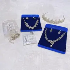 結婚式 アクセサリー セット イヤリング ネックレス ティアラ 髪飾り シルバー