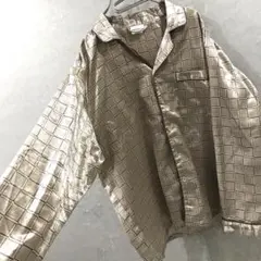 ユーロヴィンテージ チェックゴールド パジャマシャツ M 希少