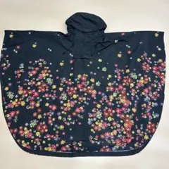 カスタネ　タワレコ　コラボ　花柄フード付きレインポンチョ