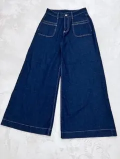 デニム ワイド パンツ きれいめ 春夏 サイズM