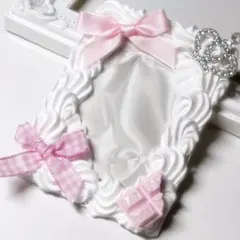 トレカケースデコホイップデコB8平成女児 量産 リボン 白ピンク ハート ②