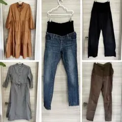 マタニティ服5点セット パンツ ワンピース まとめ売り S〜フリー