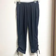 Princeレディース ジャージパンツ LL ブラック シャーリング 裾リボンのサムネイル